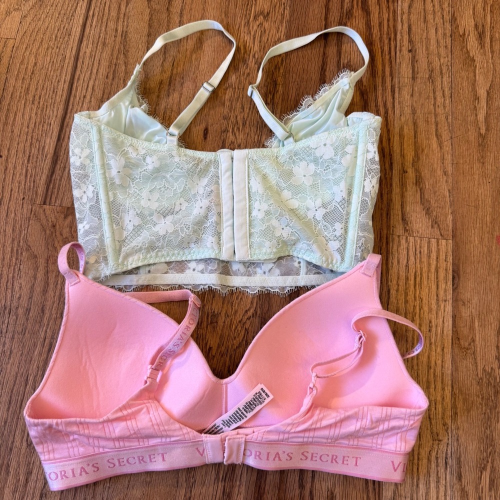 Victorias Secret Bra Bundle 32B Dream Angels Lace Longline & Pink Wireless Bra - Picture 2 of 8